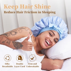 Silk Bonnet For Sleeping Women, Satin Hair Bonnet For Sleeping For Wavy Curly Natural Hair Women Men