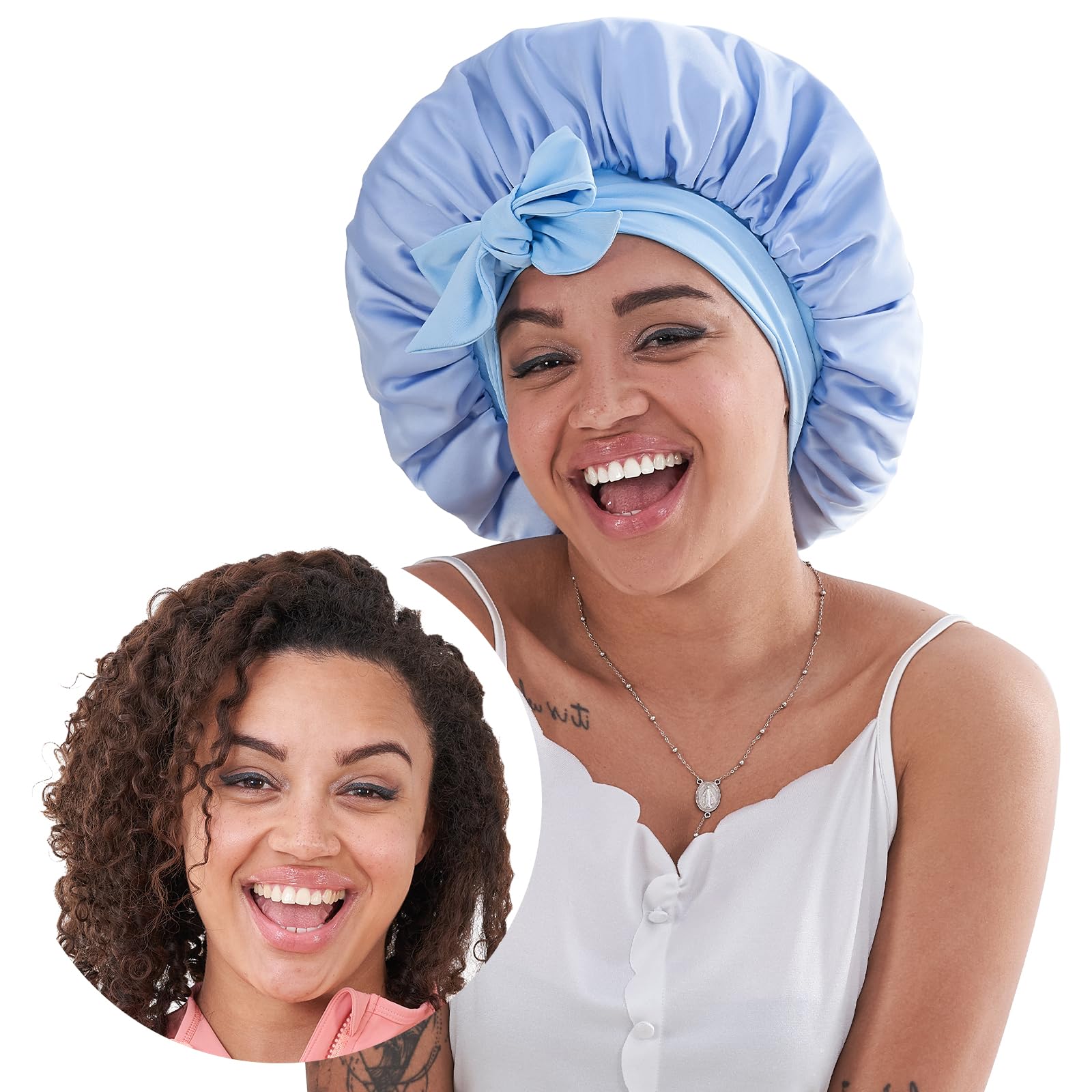 Silk Bonnet For Sleeping Women, Satin Hair Bonnet For Sleeping For Wavy Curly Natural Hair Women Men